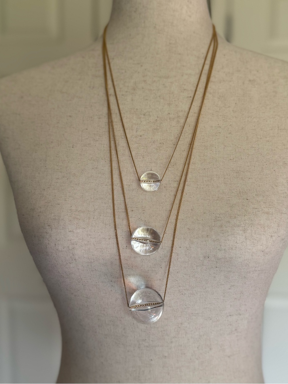 NWOT Nordstrom Layered Crystal Balls Pendant Necklace - Triple Strand
